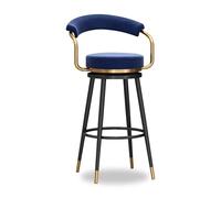 MidCentury Modern Adjustable Swivel Bar Stool Blue Counter Height Chair with Hollow Back 65cm Seat Height Stylish Kitchen Barstool Set of 1