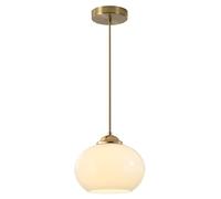MidCentury Modern KCO Globe Pendant LightAdjustable White Glass & Brushed Brass Chandelier Stylish Ceiling Lighting for Home & Office Decor