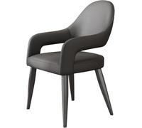 MidCentury Modern Leather Dining Chairs Upholstered Desk Chairs with Backrest for Study Reading Guest ReceptDark Grey