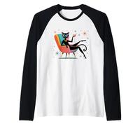 Midcentury Modern Mid Century Cat Retro Atomic Age Aesthetic Raglan Baseball Tee