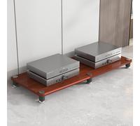 MidCentury Modern Record Player Stand with Vinyl Storage Speaker Mount Wooden Corner Shelves AV Media Cabinet for DVD Players & Cable Boxes (Teak 120x40x5cm)