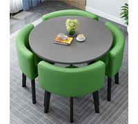 MidCentury Modern Rustic Dining Set for 4 - Chic Table & Chairs for Home Office Recept Conference - Slish Fur for Living Room & Office Decor