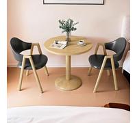 MidCentury Modern Small Round Dining Table & Chair Set for 2 - Chic Black Metal Legs & Wood Design for Home Office Coffee Shop Dining & Leisure Spaces - Stylish & Functional