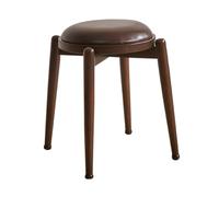 MidCentury Modern Stackable Dining Chairs Upholstered Leather Stools Wood Accent Chairs for Living Room Kitchen Bedroom Easy Assembly (ge)