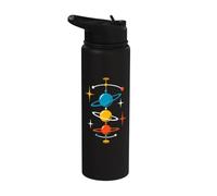 Midcentury Orbiting Planets Atomic Age Retro Space Science Stainless Steel Insulated Water Bottle