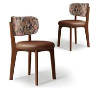MidCenturyModernDiningChairsSetof2SolidWoodHighDensitySpongePaddingCurvedBackrestailableinLeatherFlannelCotton&LinenFabrics