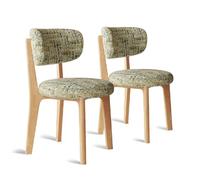MidCenturyModernWoodDiningChairsSetof2RemovableCushionCoversStylishFabricSeatingforKitchen&LivingRoomLightGreenUpholsteredComfort
