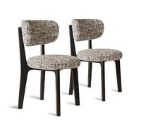 MidCenturyModernWoodDiningChairsSetof2RemovableCushionCoversStylishFabricSeatswithBlackLegsforKitchenandLivingRoomComfortableDiningFurniture