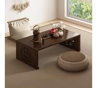 MidCenturyRectangleDarkBrownCoffeeTableBambooTeaTablewithLargeStorageThickFoldableLegsforLivingRoom&OfficeCenterTable(80x40x30cm)