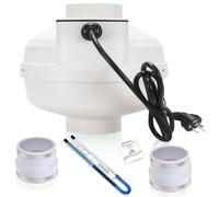 MIDCVFRUN 4 inch Radon Fan Installation Kit -Inline Centrifugal Fan with Rubber Couplers (4 inch x 3 inch) and Air Pressure Indicator