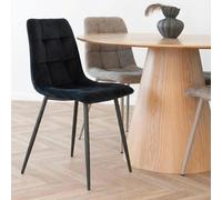 Middelfart Dining Chair - Set of 2 - Black - Velvet Fabric