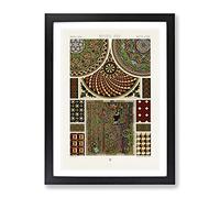 Middle Age Pattern By Albert Racinet Vintage Framed Wall Art Print, Ready to Hang Picture for Living Room Bedroom Home Office Décor, Black A4 (34 x 25 cm)