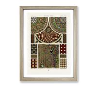 Middle Age Pattern By Albert Racinet Vintage Framed Wall Art Print, Ready to Hang Picture for Living Room Bedroom Home Office Décor, Oak A4 (34 x 25 cm)