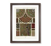 Middle Age Pattern By Albert Racinet Vintage Framed Wall Art Print, Ready to Hang Picture for Living Room Bedroom Home Office Décor, Walnut A4 (34 x 25 cm)
