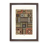Middle Age Patterns By Albert Racinet Vintage Framed Print | A3 Walnut Framed Wall Art | Ready to Hang | Classic Nature Picture | Living Room Bedroom Lounge Office