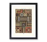 Middle Age Patterns By Albert Racinet Vintage Framed Print | A4 Black Framed Wall Art | Ready to Hang | Classic Nature Picture | Living Room Bedroom Lounge Office