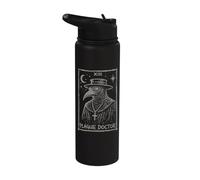 Middle Age Plague Doctor Mask Tarot Card Medieval Medicine Stainless Steel Insulated Water Bottle