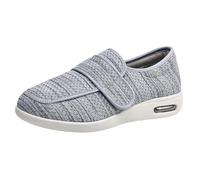 Middle-Aged and Elderly Diabetic Shoes, Breathable Mesh Fabric Upper Soft Adjustable Walking Shoes for Elderly Arthritis Edema Swollen Feet Thumb Valgus(Light Gray Mixed Yarn,EU 37.5)