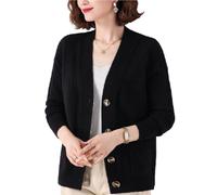 Middle-Aged And Elderly Knitted Cardigan - V-Neck Old Lady Casual Top Grandma Wear Cardigan Coat Twists Jacket Clothing Women'S Button Mother Wear Warm Black Sweater,As Shown,Xxl
