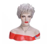 Middle-aged And Elderly Woman Slightly Curly Hair Gray Short Hair Wig Head Cover
