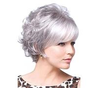 Middle-Aged and Elderly Women's Pixie Cut Short Wigs with Bangs Heat-Resistant Synthetic Comfortable and Breathable Short Curly Wigs Suitable for Daily wear Photo Color,12in (Photo Color 12in)