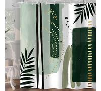 Middle Ages Green Shower Curtain Bohemian Geometric Shower Curtains for Bathroom Mould Resistant Fabric 3D Bathtub Curtain Waterproof Polyester Washable 120x180 cm (47 x 71 Inch) with 8 Hooks c.2468