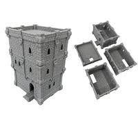 Middle Ages Medieval Castle Architectural Terrain Set for 28mm Miniatures Wargame, 3D Printed and Paintable, Gift for Tabletop Hobby Enthusiasts (Flat Rooftop, 3, Floors)