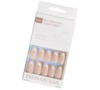 Middle Almond French Tip Press On Nails 30Pcs Acrylic False Nails Set Stick On Nails Holiday Nails Decorations
