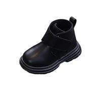 Middle and Large Children's Fall and Winter Solid Color Boots - British Style Kids Buckle Leather Shoes, Simple Fashion Warm Short Boots