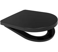 Middle D Shape Toilet Seat Soft Close Quick Release Top or Bottom Fix 360 x 449 (Black)