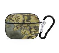 Middle Earth Map for Airpod Pro Case Cover Hard Shell Full Drop Protection Cover with Keychain Compatible with AirPod Pro 2nd/1st Generation, Front LED Visible,Black