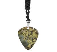 Middle Earth Map Guitar Pick Necklace Exquisite Cool Pendant Necklaces Titanium Steel Personalized Necklaces Fashion Guitar Pick Holder Necklace Unisex Unique Gifts