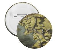 Middle Earth Map Lapel Pins Round Metal Brooch Badge Cute Tie Tack Pin for Hats, Clothing, Bags Unique Fashion Accessories Gift for Men & Women, white, 5PCS