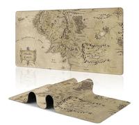 Middle Earth Map Large Extended Gaming Mouse Pad Fantasy Map XXL Mousepad Desk Pad for Keyboard and Mouse, Non-Slip Rubber Base Mousepad with Stitched Edges for Office Desk Decor, 31.5 x 15.8 in