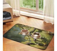 Middle Earth Map Pet Feeding Mat Absorbent Pu Leather Dog Cat Food Mats Contain Spills Protects Floors, Anti-Slip Rubber Backing Dog Bowl Mats Easy Clean Pet Placemats 40x60cm