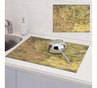 Middle Earth Map Print Dish Drying Mat for Kitchen Counter Dishes Drainer Absorbent Mats Dish Draining Mat for Countertop Sinks