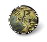 Middle Earth Map Round Badge for Men Women, Durable & Stylish Lapel Pins, Lightweight Metal Badges for Shirts, Jackets, Hats