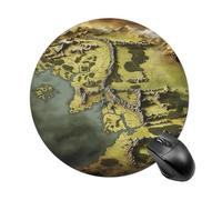 Middle Earth Map Round Mouse Pad 7.8 Inch, Portable Gaming Mouse Mat with Non-Slip Rubber Base & Smooth Surface, Waterproof Mousepad for PC, Laptop, Computer, Office, Home