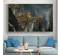 Middle-Earth Rivendell Landscape Movie Poster And Prints Painting On Canvas Wall Art One Ring Picture For Room Decoration 80x127cm(31x50in) Frameless
