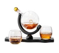 Middle Earth Whiskey Decanter Set - Gold Ring 30oz Globe LOTR Gifts & 2 Etched Map Glasses Borosilicate Liquor Barware Gift Men Dad Bourbon Scotch Wine Display Collectible, Christmas, Home Bar Fantasy