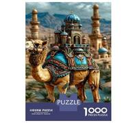 Middle Eastern Architecture Jigsaw Puzzle for Adults 1000 Piece Jigsaw Puzzle Camel Scene Puzzle Game for Family Relaxing Home Decor 38x26cm/1000pcs