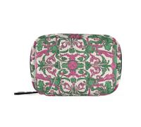 Middle Eastern Style Flora and Green Medicine Organizer Bag with Detachable Compartments Portable Pill Bag Organizer for Purse