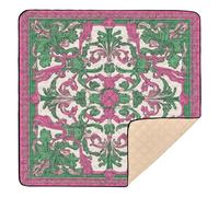 Middle Eastern Style Flora and Green Soft Foam Baby Gym & Activity Mat for Indoor Outdoor Comfortable Baby Play Tummy Time Mat for Babies Infants Toddlers, 50'' x 50''