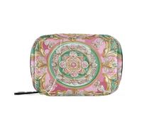 Middle Eastern Style Flora Pink and Green medication bags with Detachable Compartments portable weekly pill organizer for purse