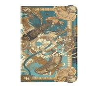 Middle Eastern Style Floral Motifs and Abstract Shapes Brown and Teal Leather Passport Holder Covers Case for travel Wallet Combo Wallet Passport Holder for men Waterproof