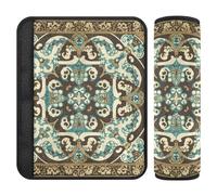 Middle Eastern Style Floral Motifs and Geometric Shapes Brown and Teal 2 Pack car seat Accessories More Comfort Driving for Backpack forro para cinturon de seguridad