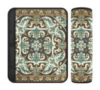 Middle Eastern Style Floral Motifs and Geometric Shapes Brown and Teal 2 Pack car seat Belt Cover More Comfort Driving for Backpack funda para cinturón de carro