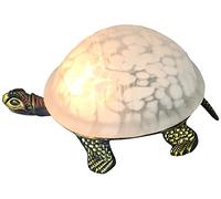 Middle-England 20.3cm Turtle/Tortoise Design Mottled White Stained Glass Tiffany Look Nightlight Table Lamp