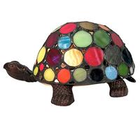 Middle-England 22cm Tiffany Style Table Lamp Multicoloured Spot Turtle/Tortoise Glass Shade