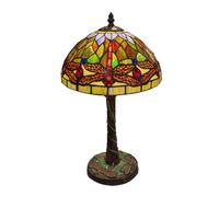 Middle-England 39.5cm High Tiffany Style Dragonfly with 25cm Dia Glass Shade and Mosaic Base Table Lamp